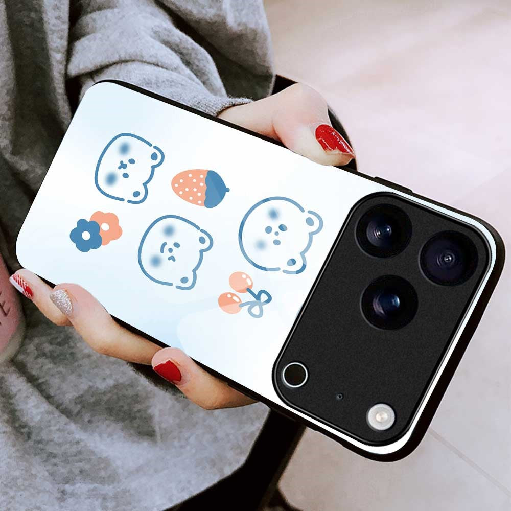 For iPhone 17 Pro Max Case PC TPU Tempered Glass Pattern Printing Anti Drop Phone Back Cover - B0267