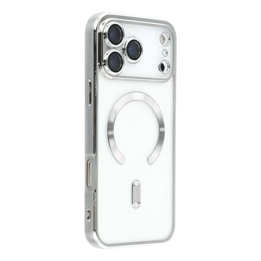 For iPhone 17 Pro Max Case Compatible with MagSafe Electroplated TPU Phone Cover with Lens Film - Silver
