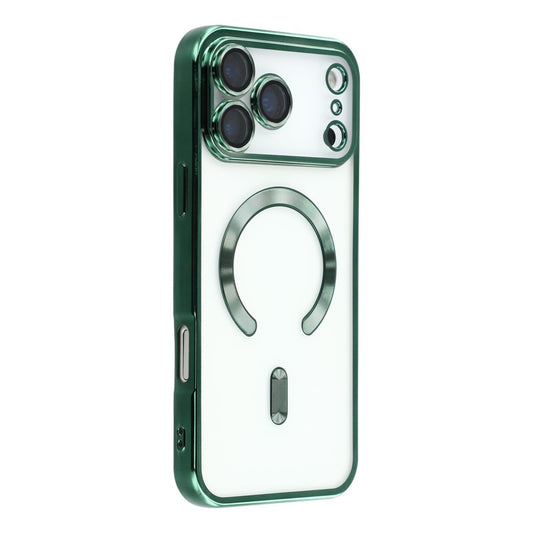 For iPhone 17 Pro Max Case Compatible with MagSafe Electroplated TPU Phone Cover with Lens Film - Green