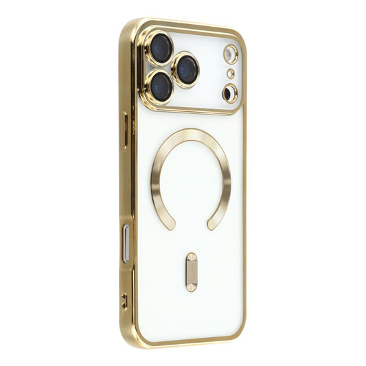 For iPhone 17 Pro Max Case Compatible with MagSafe Electroplated TPU Phone Cover with Lens Film - Gold