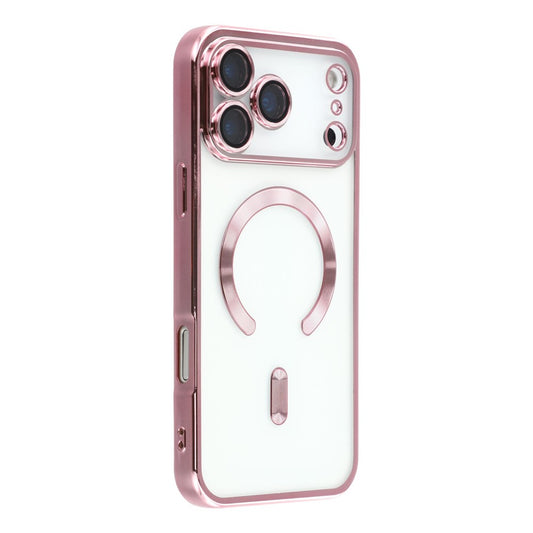 For iPhone 17 Pro Max Case Compatible with MagSafe Electroplated TPU Phone Cover with Lens Film - Pink