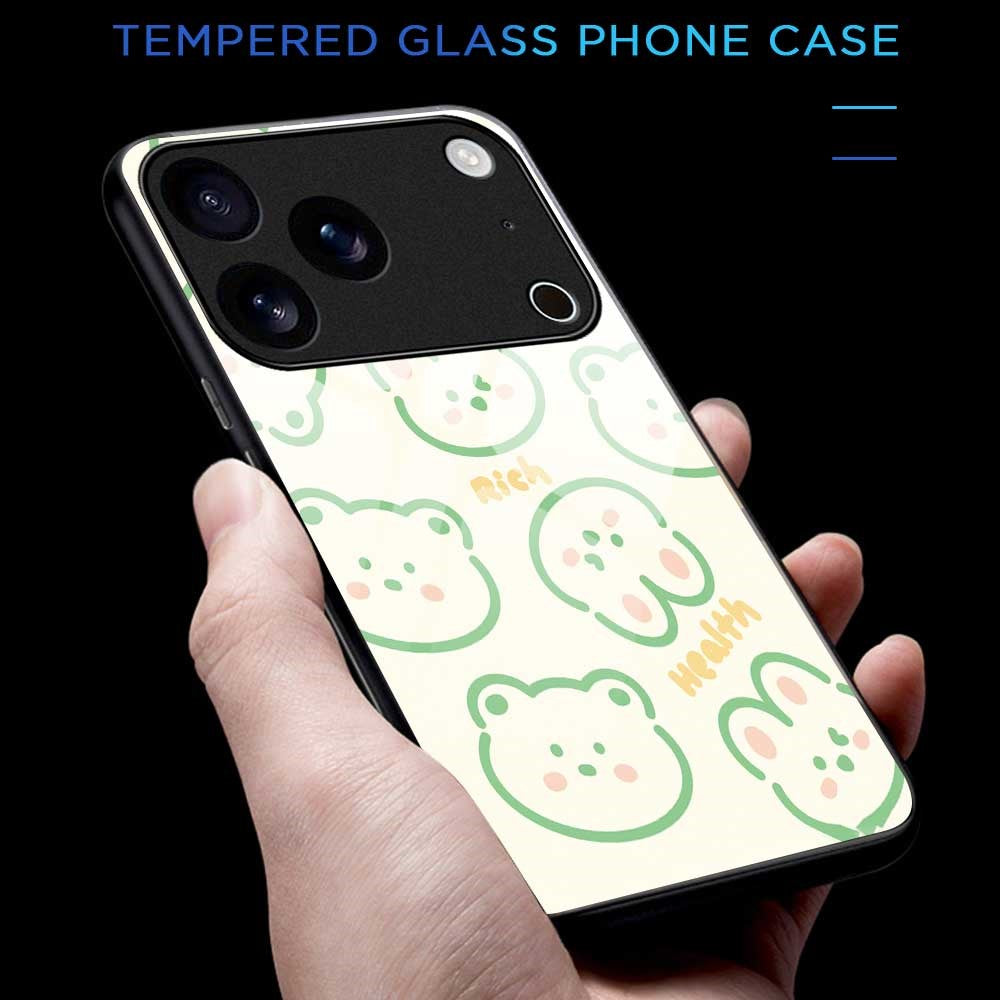 For iPhone 17 Pro Max Case PC TPU Tempered Glass Pattern Printing Slim Phone Back Cover - B0268