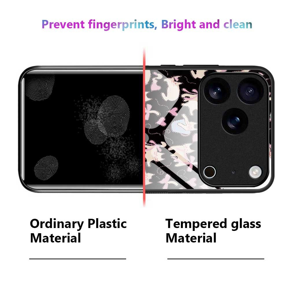 For iPhone 17 Pro Max Case PC TPU Tempered Glass Pattern Printing Slim Phone Back Cover - B0269