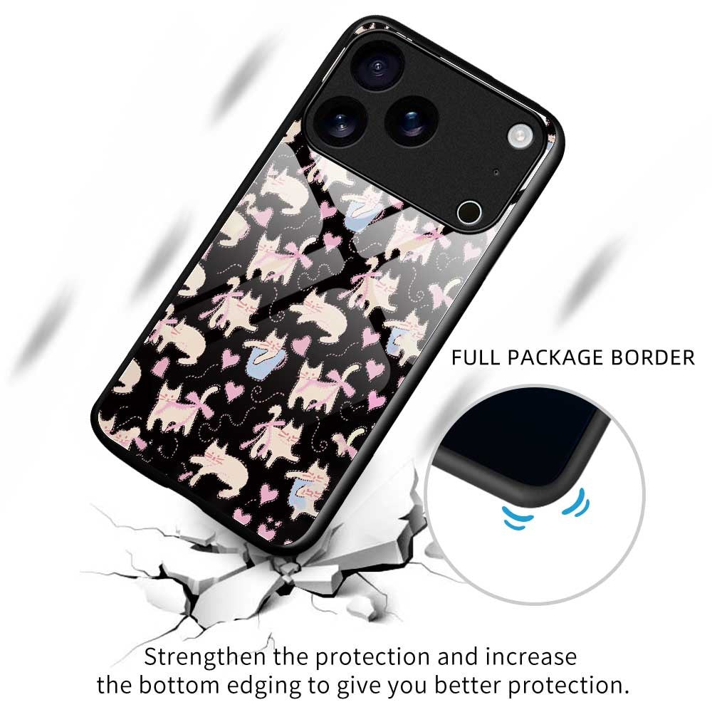 For iPhone 17 Pro Max Case PC TPU Tempered Glass Pattern Printing Slim Phone Back Cover - B0269