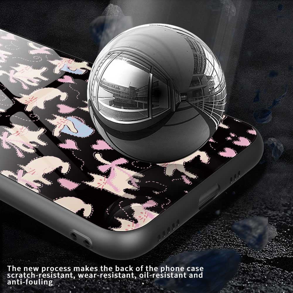 For iPhone 17 Pro Max Case PC TPU Tempered Glass Pattern Printing Slim Phone Back Cover - B0269