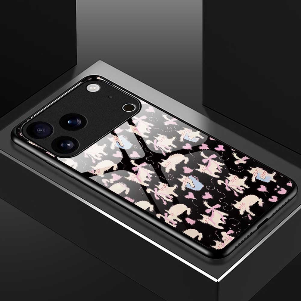 For iPhone 17 Pro Max Case PC TPU Tempered Glass Pattern Printing Slim Phone Back Cover - B0269