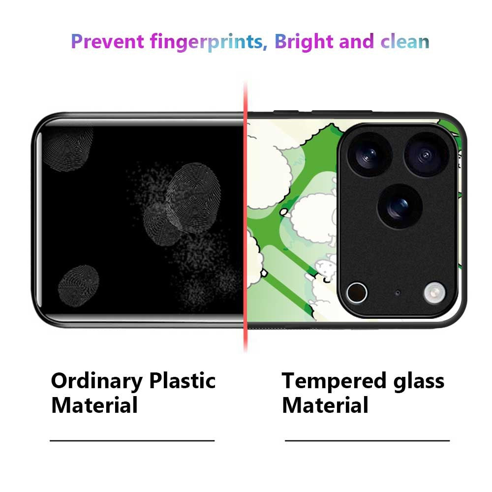 For iPhone 17 Pro Max Case PC TPU Tempered Glass Pattern Printing Slim Phone Back Cover - B0272