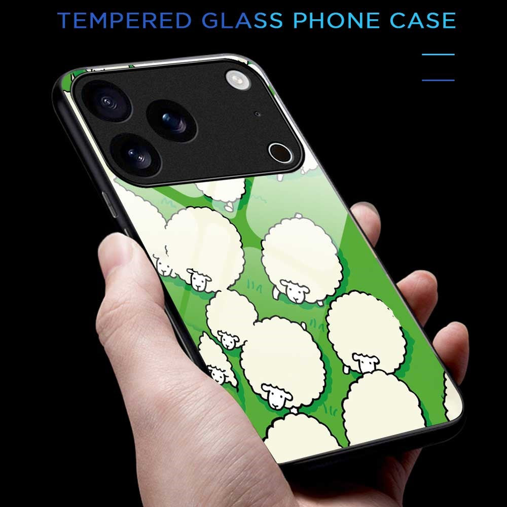 For iPhone 17 Pro Max Case PC TPU Tempered Glass Pattern Printing Slim Phone Back Cover - B0272