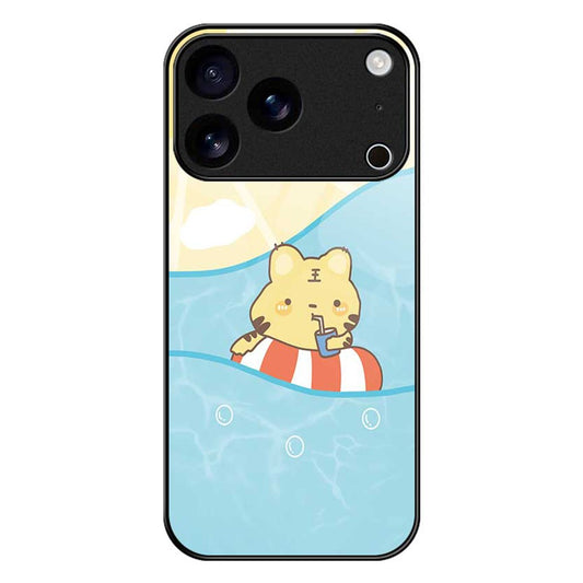 For iPhone 17 Pro Max Case PC TPU Tempered Glass Pattern Printing Slim Phone Back Cover - B0276