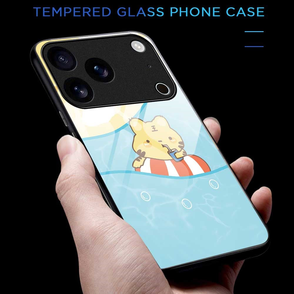 For iPhone 17 Pro Max Case PC TPU Tempered Glass Pattern Printing Slim Phone Back Cover - B0276