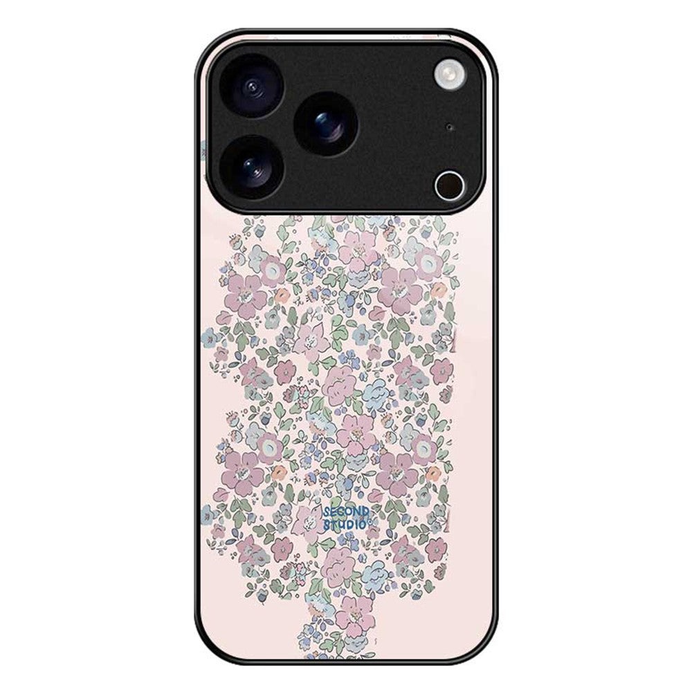 For iPhone 17 Pro Max Case PC TPU Tempered Glass Pattern Printing Slim Phone Back Cover - B0278