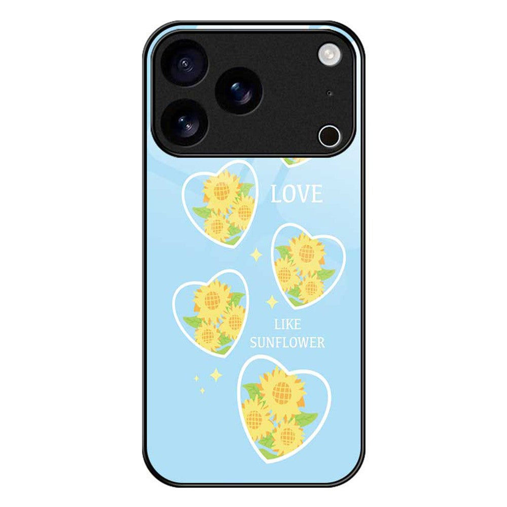 For iPhone 17 Pro Max Case PC TPU Tempered Glass Pattern Printing Slim Phone Back Cover - B0281