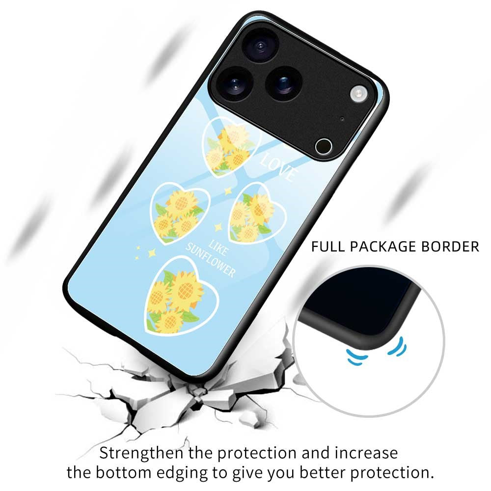For iPhone 17 Pro Max Case PC TPU Tempered Glass Pattern Printing Slim Phone Back Cover - B0281