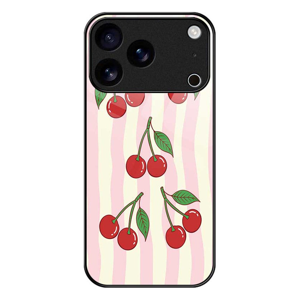 For iPhone 17 Pro Max Case PC TPU Tempered Glass Pattern Printing Slim Phone Back Cover - B0282