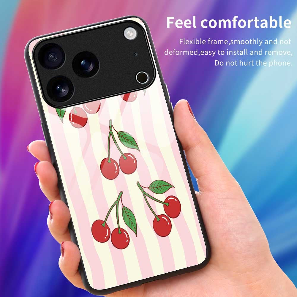 For iPhone 17 Pro Max Case PC TPU Tempered Glass Pattern Printing Slim Phone Back Cover - B0282