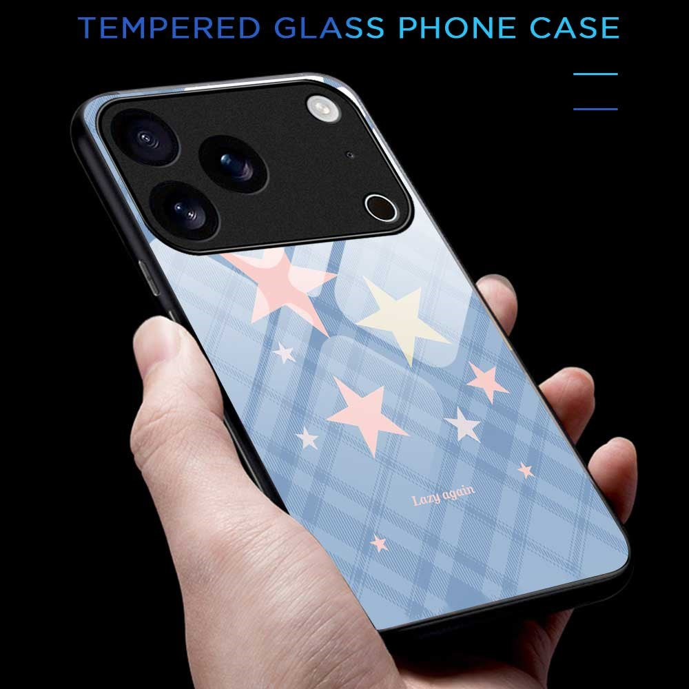 For iPhone 17 Pro Max Case PC TPU Tempered Glass Pattern Printing Slim Phone Back Cover - B0283