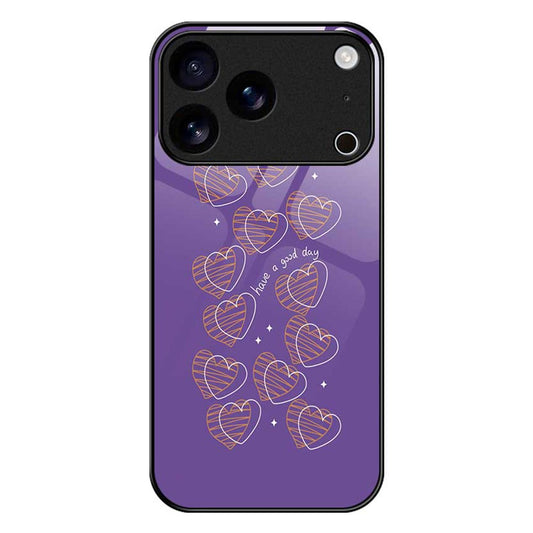 For iPhone 17 Pro Max Case PC TPU Tempered Glass Pattern Printing Slim Phone Back Cover - B0284
