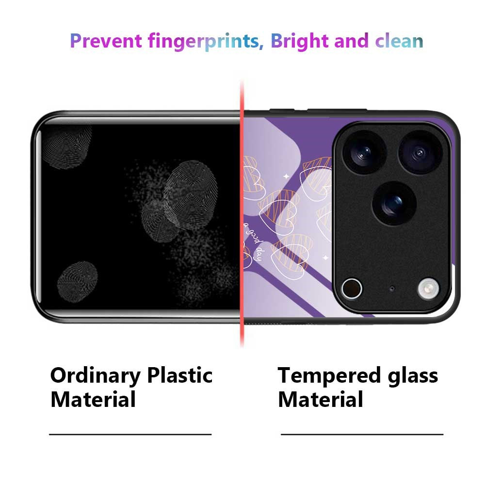 For iPhone 17 Pro Max Case PC TPU Tempered Glass Pattern Printing Slim Phone Back Cover - B0284