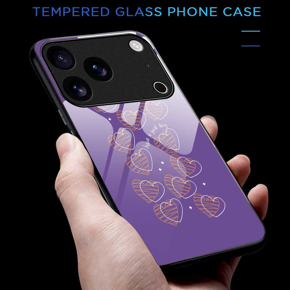 For iPhone 17 Pro Max Case PC TPU Tempered Glass Pattern Printing Slim Phone Back Cover - B0284