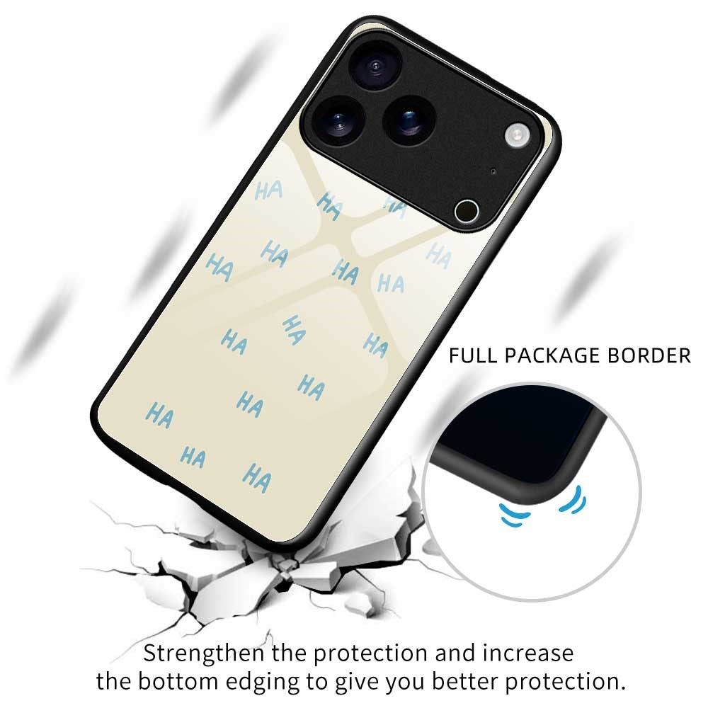 For iPhone 17 Pro Max Case TPU PC Tempered Glass Pattern Printing Slim Phone Back Cover - B0295