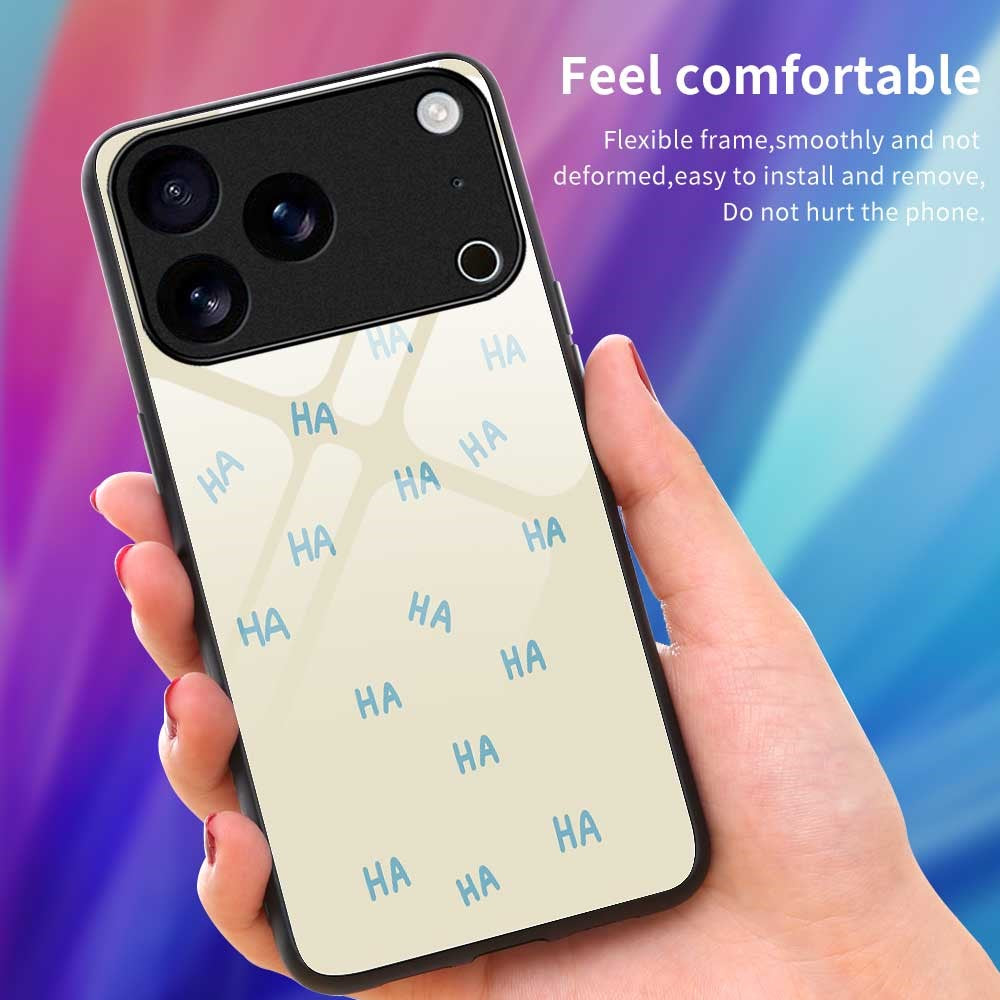 For iPhone 17 Pro Max Case TPU PC Tempered Glass Pattern Printing Slim Phone Back Cover - B0295