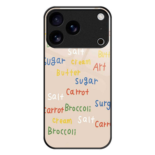 For iPhone 17 Pro Max Case TPU PC Tempered Glass Pattern Printing Slim Phone Back Cover - B0296