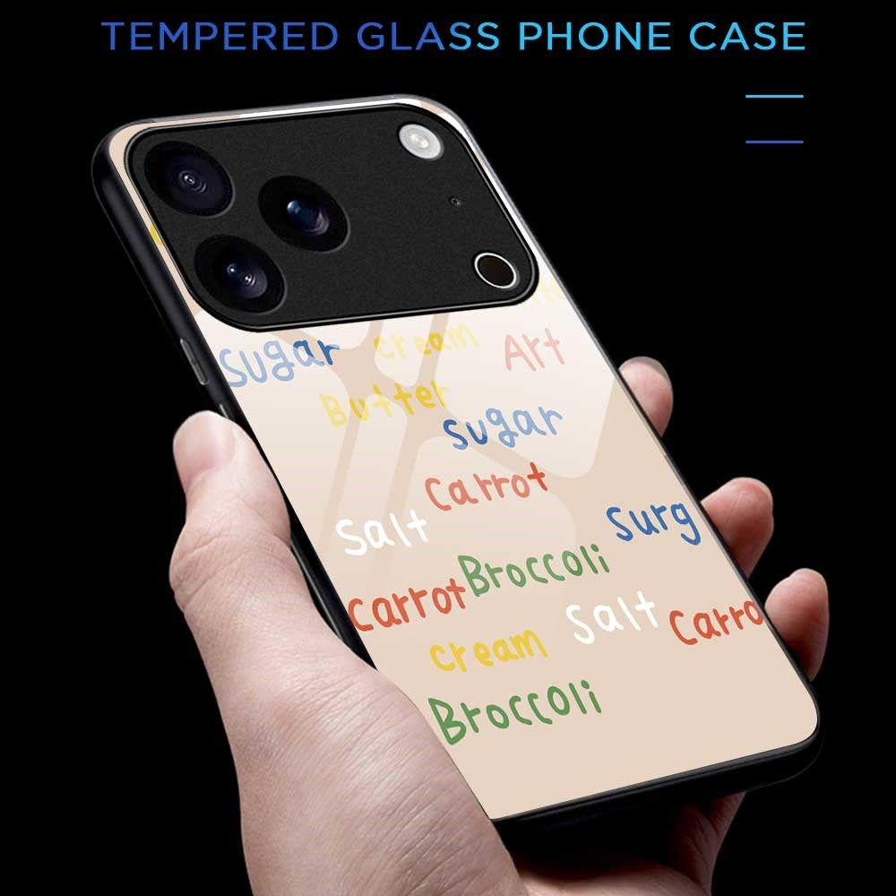 For iPhone 17 Pro Max Case TPU PC Tempered Glass Pattern Printing Slim Phone Back Cover - B0296