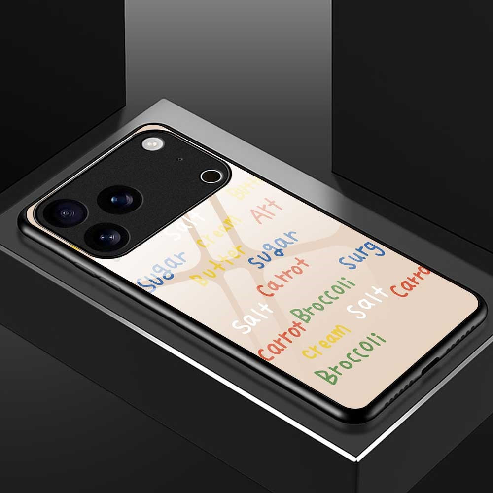 For iPhone 17 Pro Max Case TPU PC Tempered Glass Pattern Printing Slim Phone Back Cover - B0296