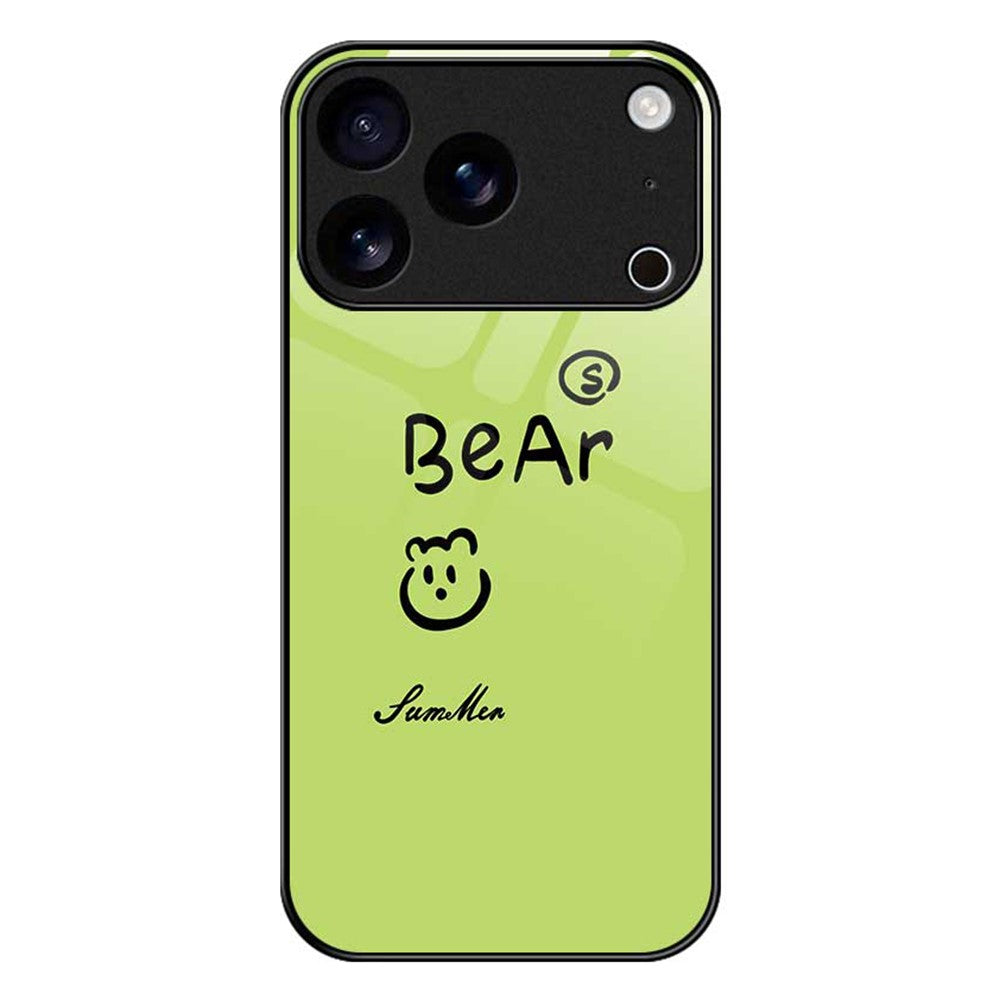 For iPhone 17 Pro Max Case TPU PC Tempered Glass Pattern Printing Slim Phone Back Cover - B0297