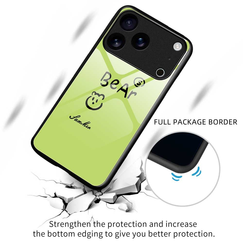 For iPhone 17 Pro Max Case TPU PC Tempered Glass Pattern Printing Slim Phone Back Cover - B0297