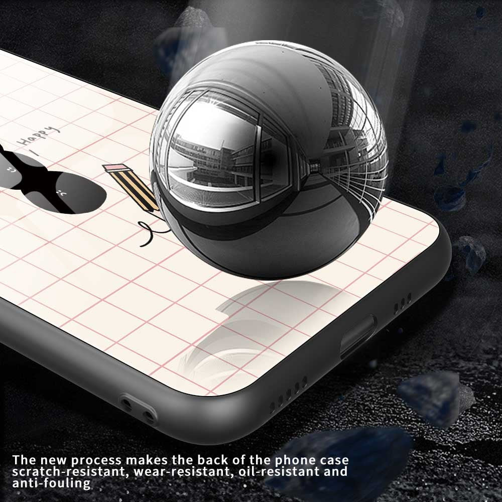 For iPhone 17 Pro Max Case TPU PC Tempered Glass Pattern Printing Slim Phone Back Cover - B0298