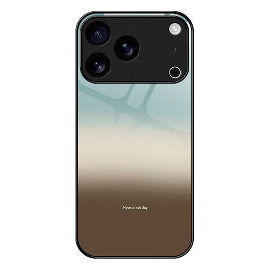 For iPhone 17 Pro Max Case TPU PC Tempered Glass Pattern Printing Slim Phone Back Cover - B0299