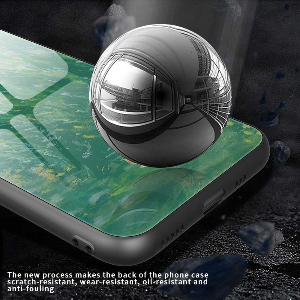 For iPhone 17 Pro Max Case TPU PC Tempered Glass Pattern Printing Slim Phone Back Cover - B0300