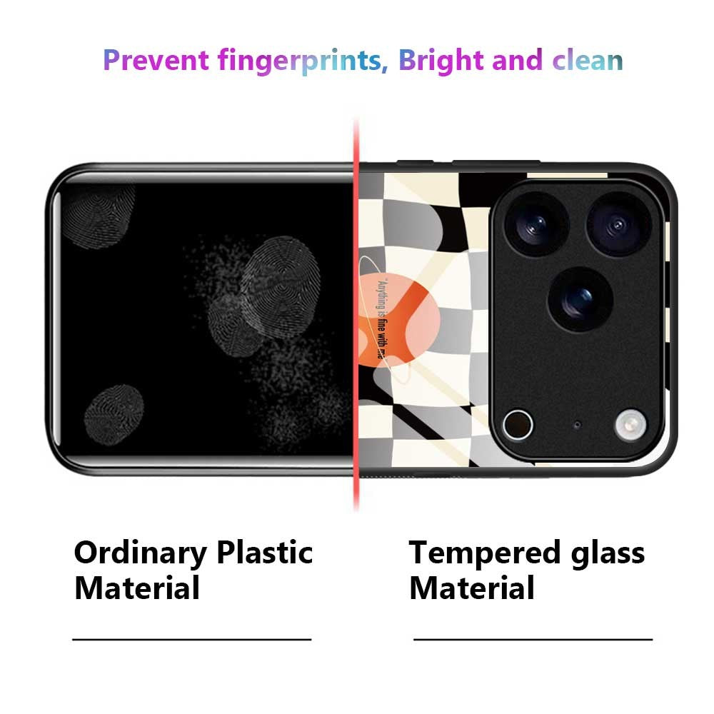 For iPhone 17 Pro Max Case TPU PC Tempered Glass Pattern Printing Slim Phone Back Cover - B0301