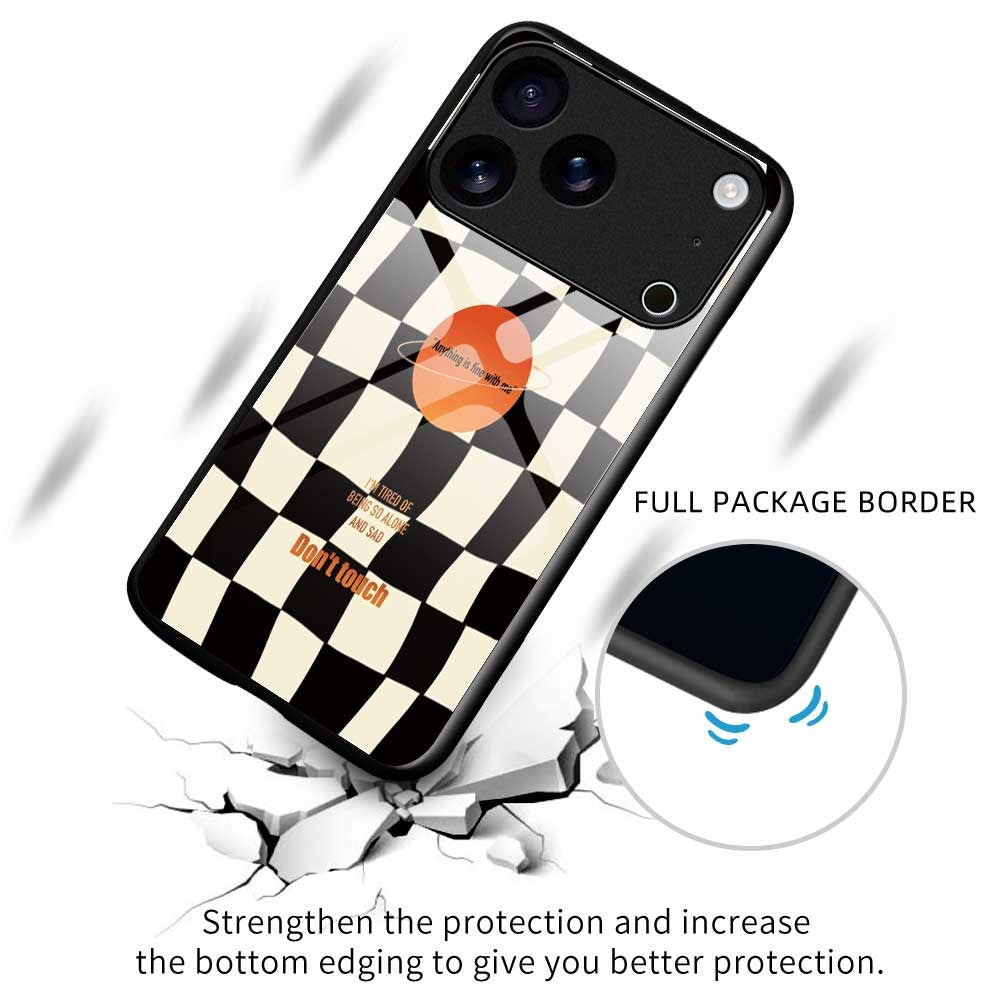 For iPhone 17 Pro Max Case TPU PC Tempered Glass Pattern Printing Slim Phone Back Cover - B0301