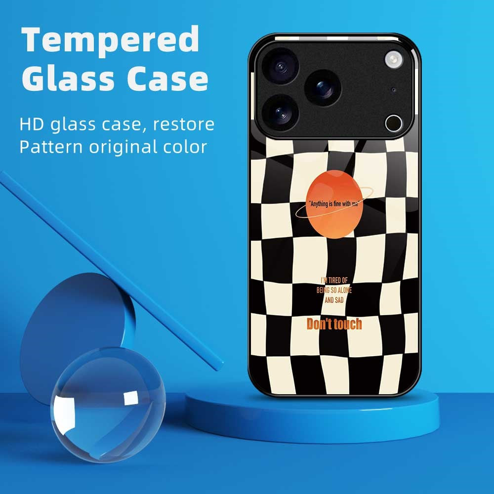 For iPhone 17 Pro Max Case TPU PC Tempered Glass Pattern Printing Slim Phone Back Cover - B0301