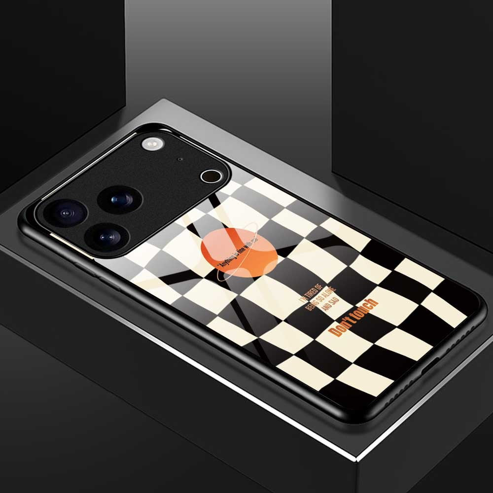 For iPhone 17 Pro Max Case TPU PC Tempered Glass Pattern Printing Slim Phone Back Cover - B0301