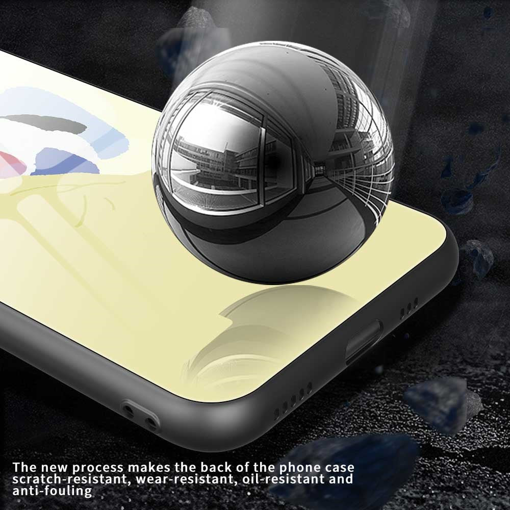 For iPhone 17 Pro Max Case TPU PC Tempered Glass Pattern Printing Slim Phone Back Cover - B0302