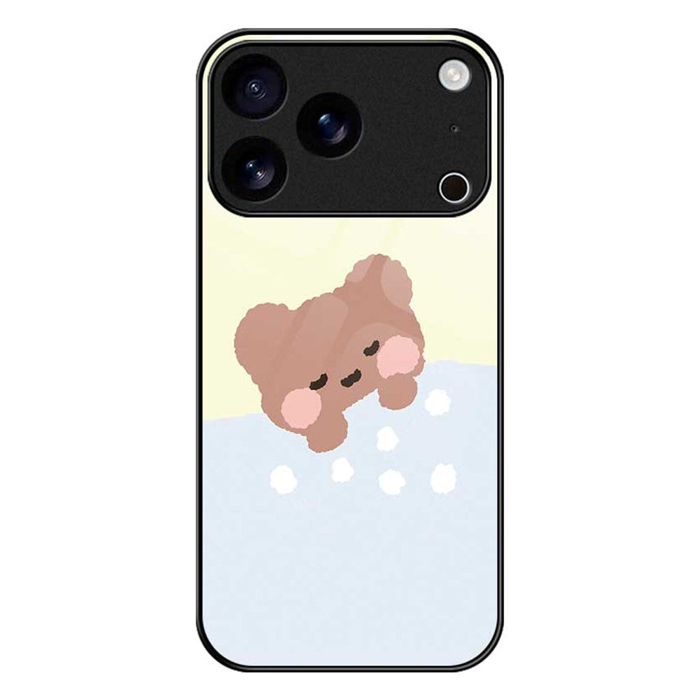 For iPhone 17 Pro Max Case TPU PC Tempered Glass Pattern Printing Slim Phone Back Cover - B0303