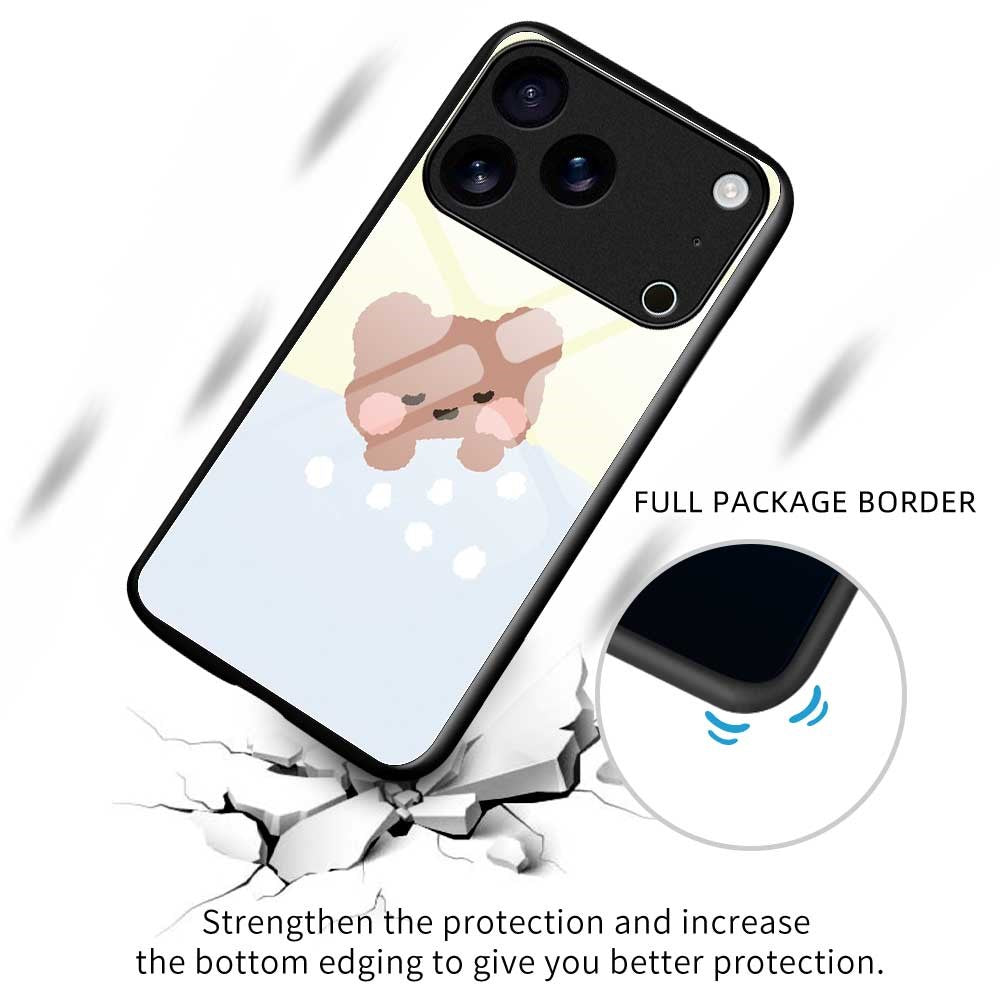 For iPhone 17 Pro Max Case TPU PC Tempered Glass Pattern Printing Slim Phone Back Cover - B0303