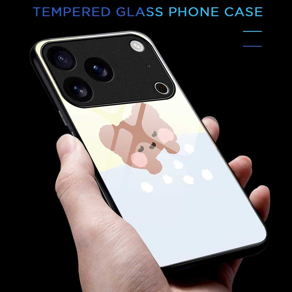 For iPhone 17 Pro Max Case TPU PC Tempered Glass Pattern Printing Slim Phone Back Cover - B0303