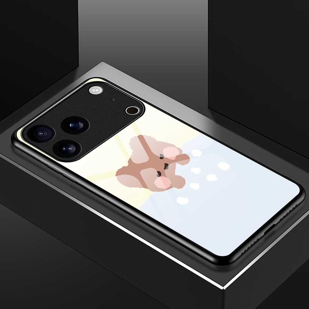 For iPhone 17 Pro Max Case TPU PC Tempered Glass Pattern Printing Slim Phone Back Cover - B0303