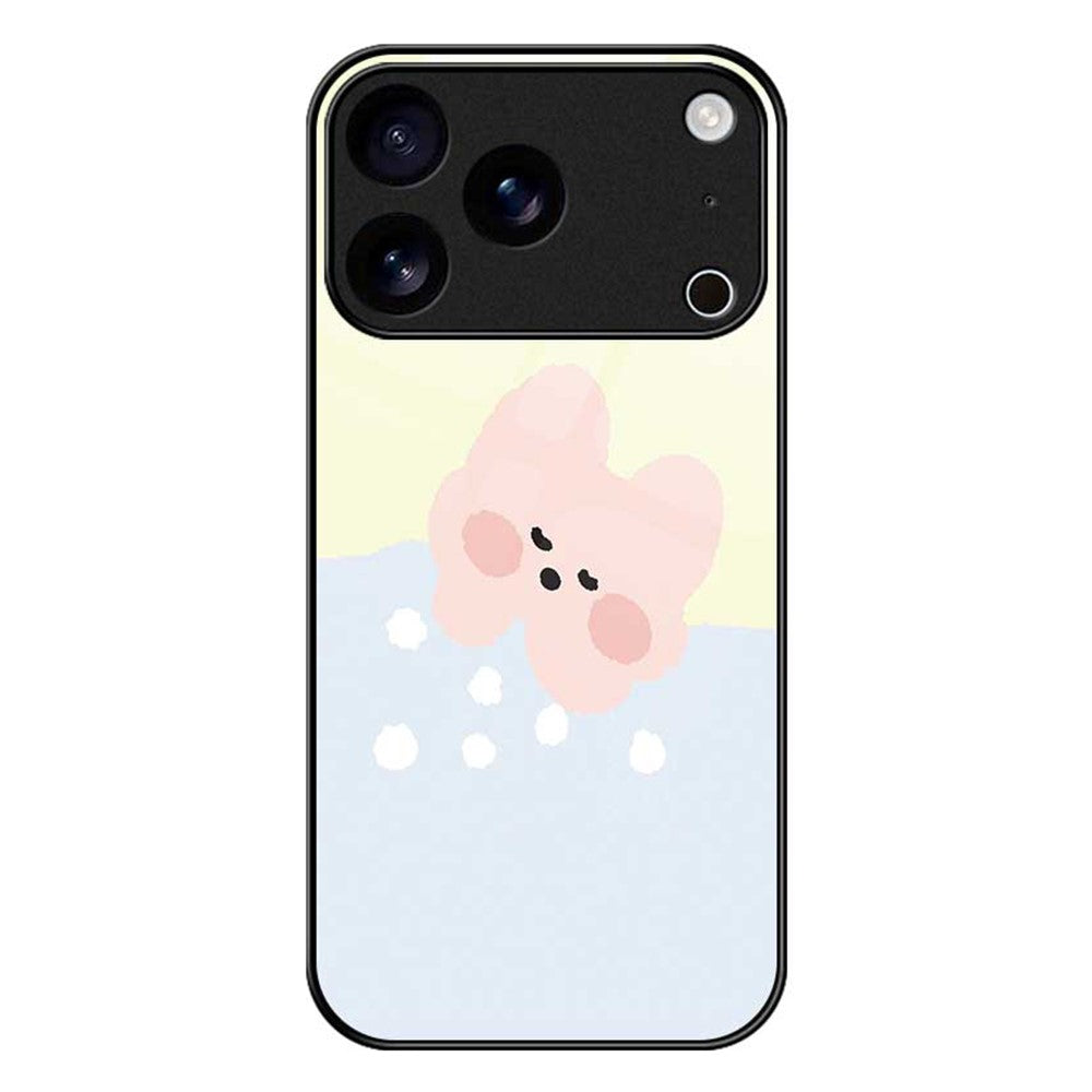 For iPhone 17 Pro Max Case TPU PC Tempered Glass Pattern Printing Slim Phone Back Cover - B0304