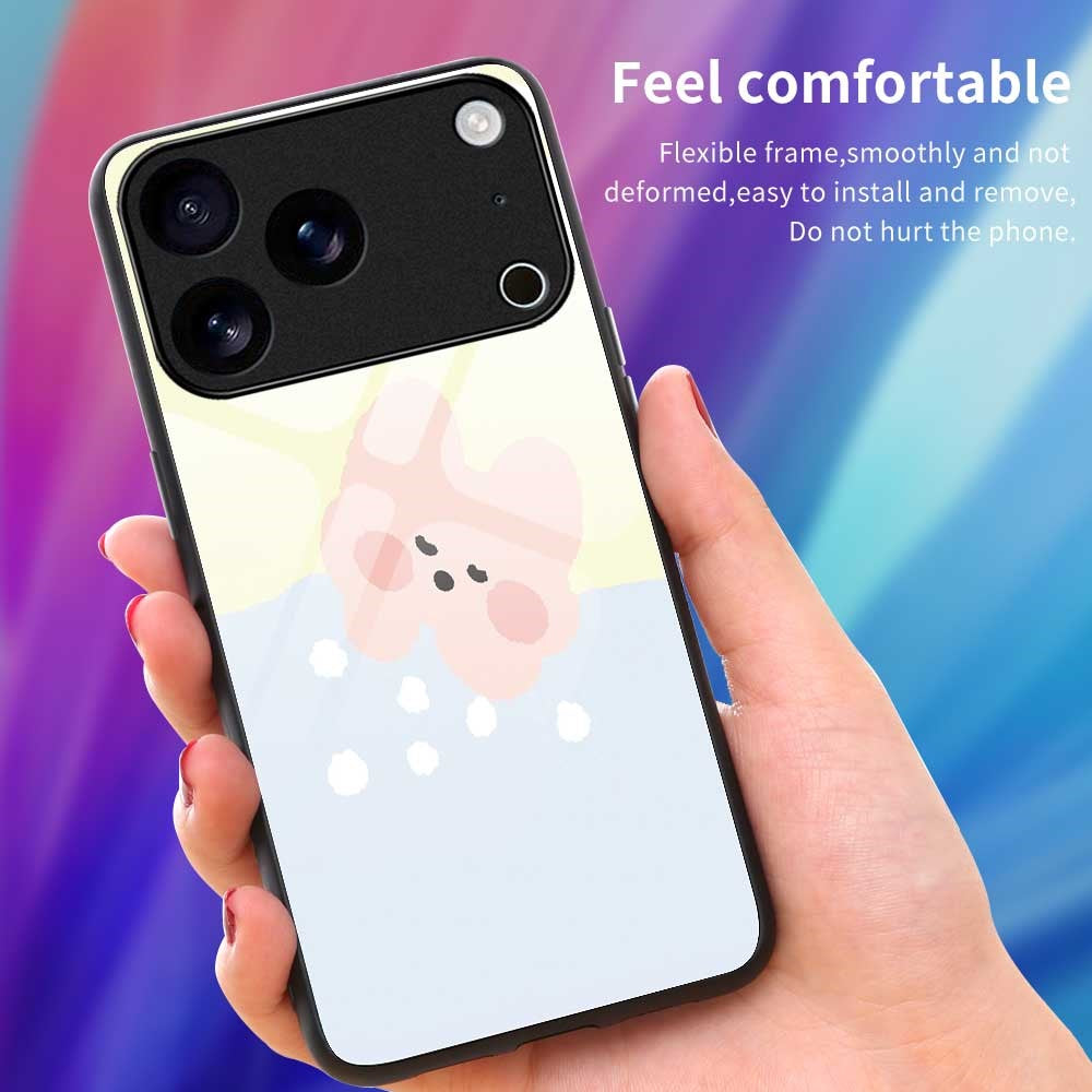 For iPhone 17 Pro Max Case TPU PC Tempered Glass Pattern Printing Slim Phone Back Cover - B0304