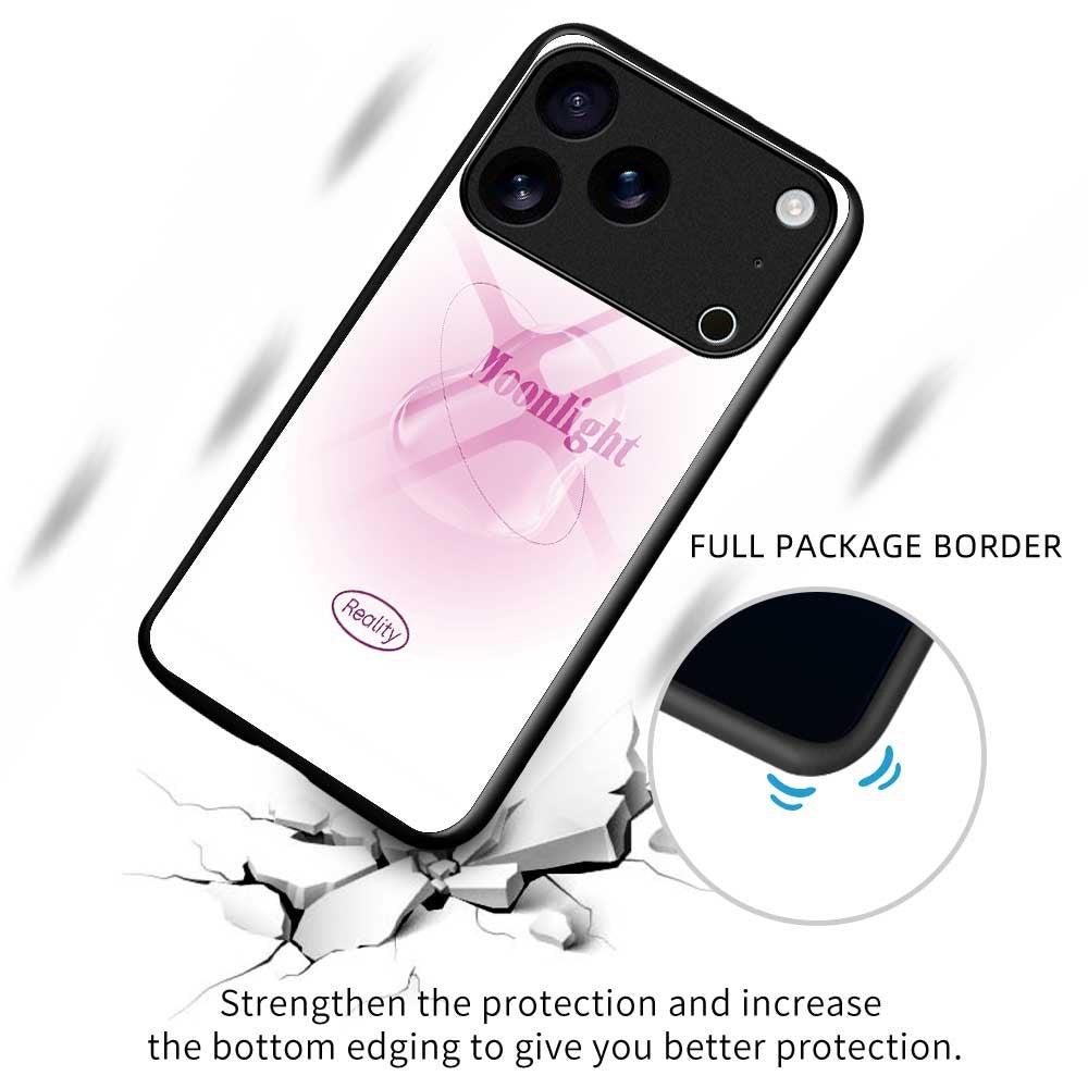 For iPhone 17 Pro Max Case TPU PC Tempered Glass Pattern Printing Slim Phone Back Cover - B0305