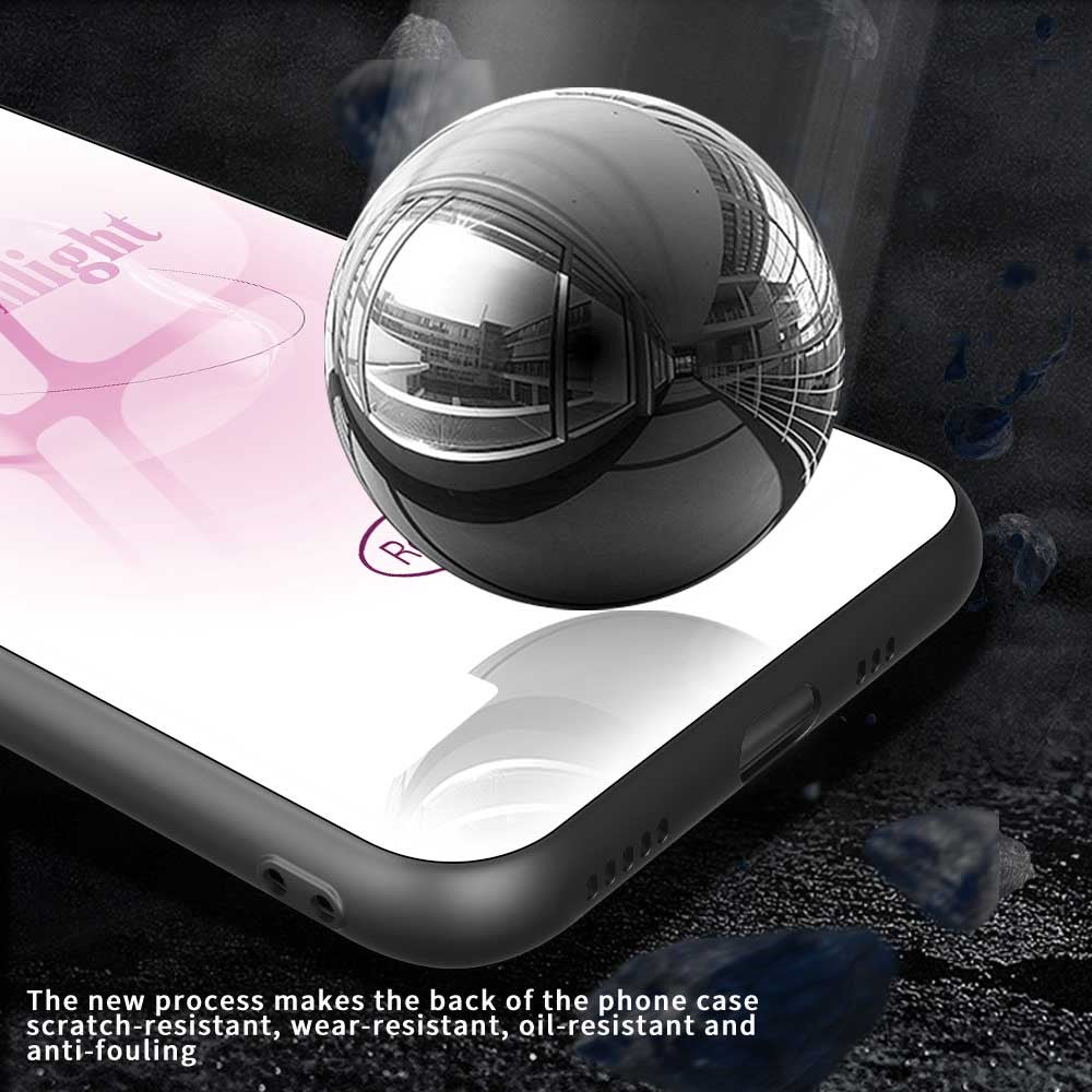 For iPhone 17 Pro Max Case TPU PC Tempered Glass Pattern Printing Slim Phone Back Cover - B0305