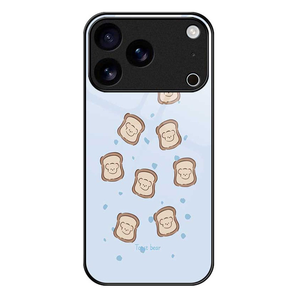 For iPhone 17 Pro Max Case TPU PC Tempered Glass Pattern Printing Slim Phone Back Cover - B0308