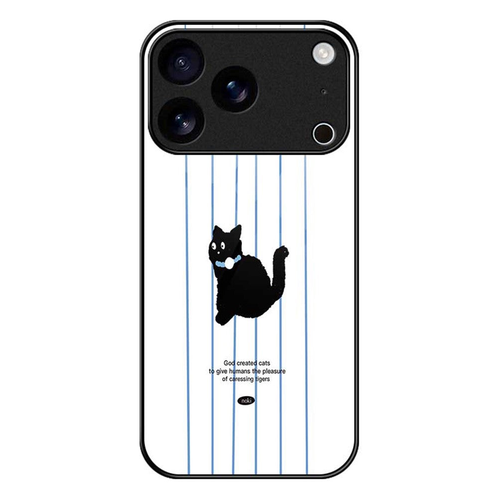 For iPhone 17 Pro Max Case TPU PC Tempered Glass Pattern Printing Slim Phone Back Cover - B0309