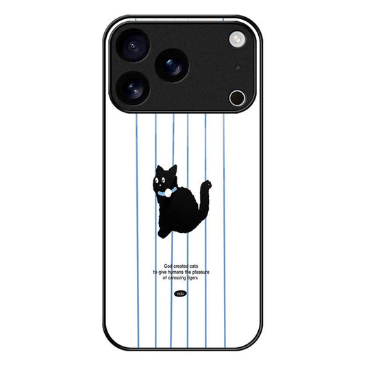 For iPhone 17 Pro Max Case TPU PC Tempered Glass Pattern Printing Slim Phone Back Cover - B0309