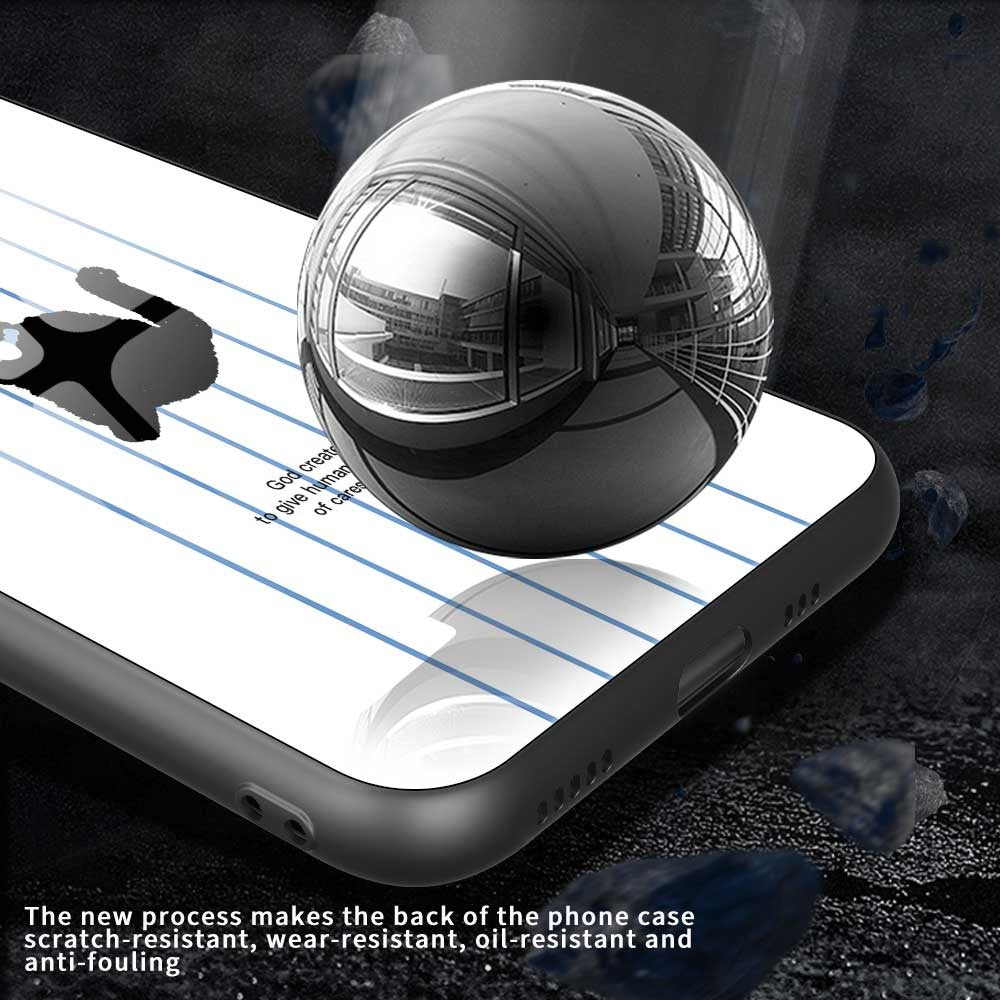 For iPhone 17 Pro Max Case TPU PC Tempered Glass Pattern Printing Slim Phone Back Cover - B0309